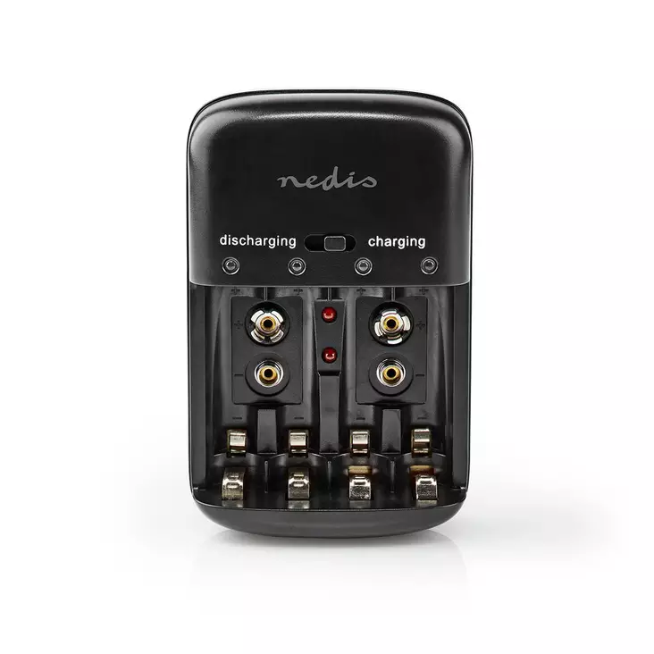 NiMH Batteriladdare AA / AAA | 1.2 / 9 V DC | 0.5 A A | Underhållsladdning | Euro / Typ-C (CEE 7/16) | Batteritypsenergi: AA / AAA / E-Block | Svart - Batteriladdare för uppladdningsbara batterier - 5412810328987 - 1