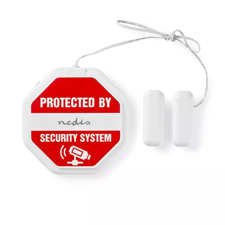 Dörr- och fönsterlarm med siren | Magnetisk sensor / Sensor för glaskross | Batteridriven | 2x CR2032 | 85 dB | Vit - Nyckelfinnare - 5412810329007 - 1