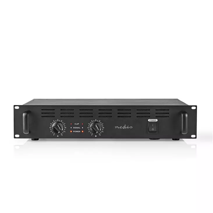 PA-förstärkare | RMS-uteffekt: 2x 100 W @ 8 Ohm / 2x 150 W @ 4 Ohm | 2 Kanaler | 2U | 19" hylla ingår | Metall | Svart - Förförstärkare och PA-förstärkare - 5412810305957 - 1