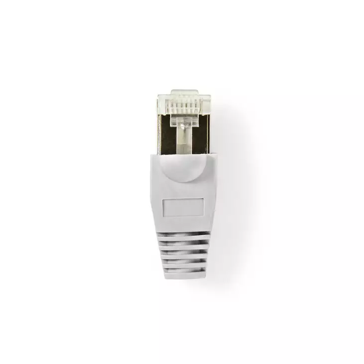 RJ45-kontakt | Hane | Solid FTP CAT5e | Rak | Nickelplaterad | 10 st. | Polycarbonate | Grå / Transparent | Låda - Dator och nätverk - 5412810289387 - 1