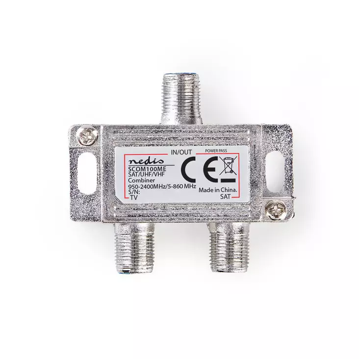 Satellite Combiner | 5-862 MHz | 950-2400 MHz | 75 Ohm | Strömpass | Zinc | Silver - Tillbehör - 5412810298327 - 1