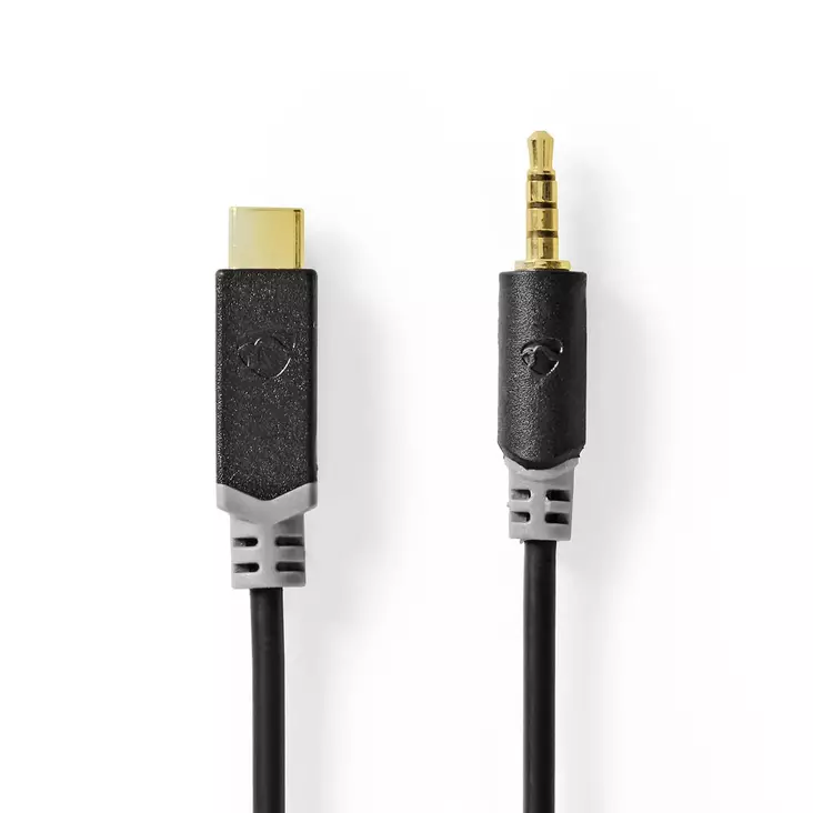 USB-C Adapter | USB 2.0 | USB-C Hane | 3.5 mm Hane | 1.00 m | Rund | Guldplaterad | PVC | Svart | Låda - Dator och nätverk - 5412810406807 - 1
