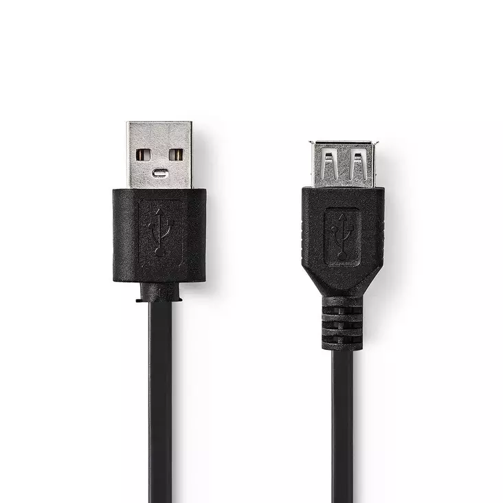 USB-kabel | USB 2.0 | USB-A Hane | USB-A Hona | 480 Mbps | Nickelplaterad | 3.00 m | Rund | PVC | Svart | Låda - Dator och nätverk - 5412810288847 - 1