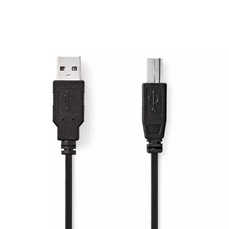 USB-kabel | USB 2.0 | USB-A Hane | USB-B Hane | 10 W | 480 Mbps | Nickelplaterad | 2.00 m | Rund | PVC | Svart | Label - Dator och nätverk - 5412810421497 - 1