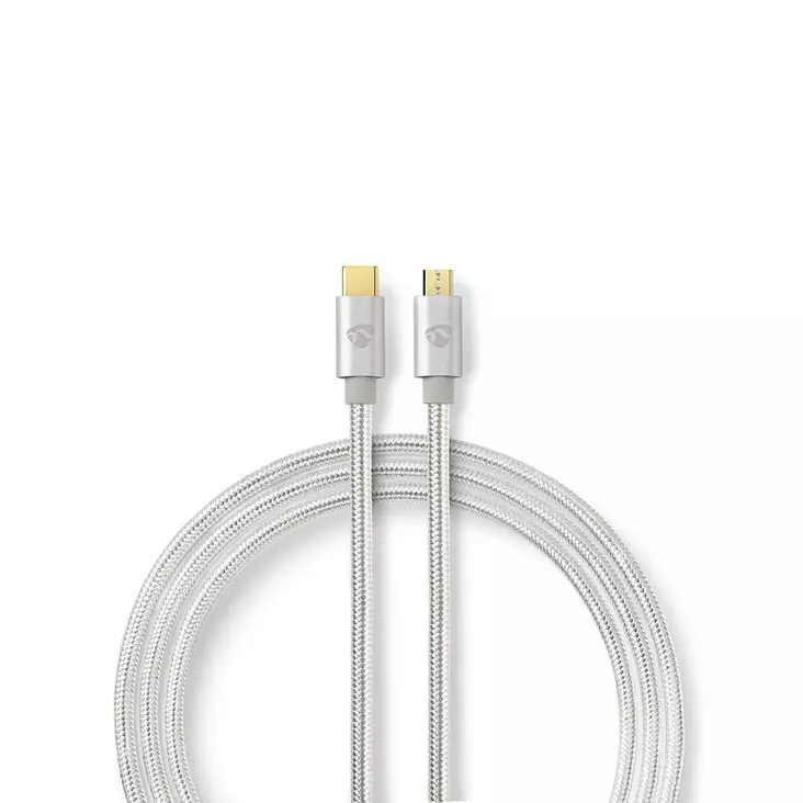 USB-kabel | USB 2.0 | USB-C Hane | USB Micro-B Hane | 10 W | 480 Mbps | Guldplaterad | 2.00 m | Rund | Flätad / Nylon | Aluminium | Kartong med täckt fönster - Dator och nätverk - 5412810262717 - 1