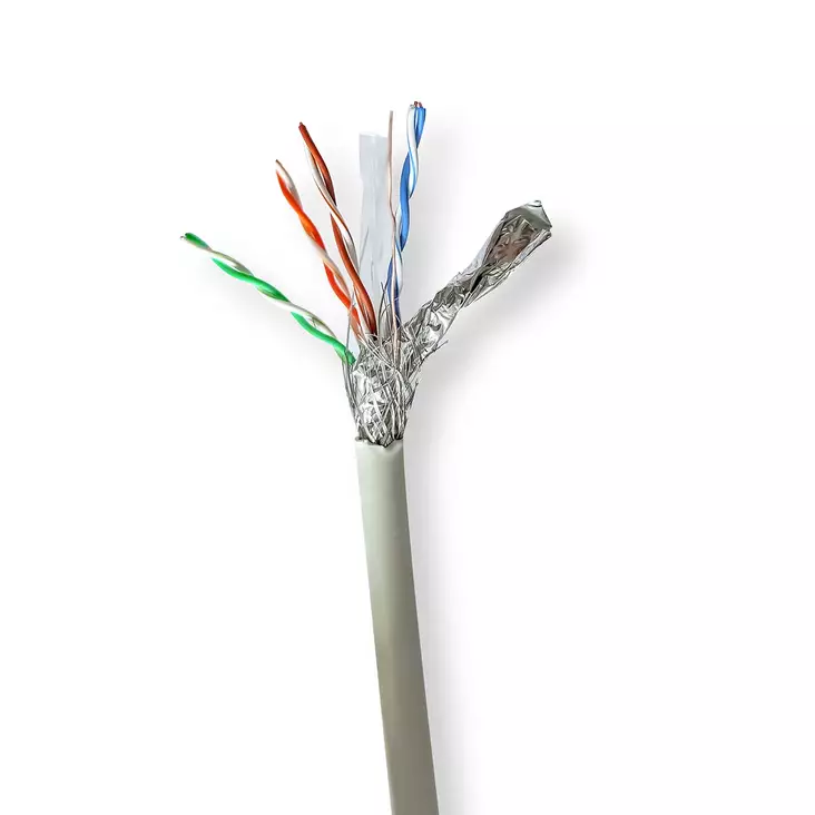 CAT6 nätverkskabel rulle | Stranded | S/FTP | Bar koppar | 305 m | Inomhus | Rund | LSZH | Grå | Dragkorg - Dator och nätverk - 5412810403707 - 10