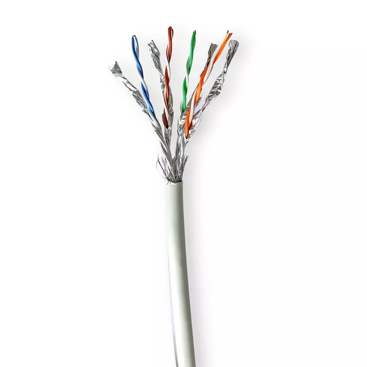 CAT7 nätverkskabel rulle | Solid | S/FTP | Bar koppar | 305 m | Inomhus | Rund | LSZH | Grå | Dragkorg - Dator och nätverk - 5412810401987 - 10