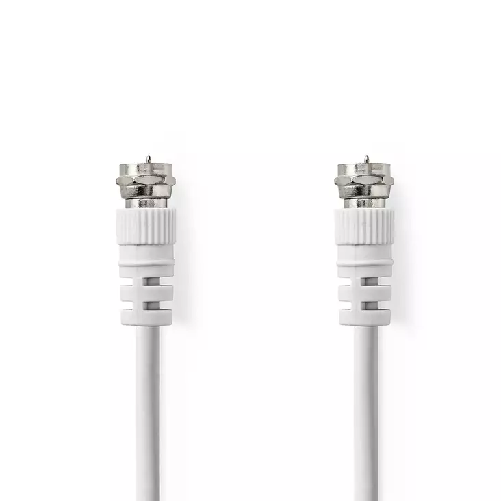 Satellite & Antenn kabel | F Hane | F Hane | Nickelplaterad | 50 dB | 75 Ohm | Dubbelskärmad | 10.0 m | Rund | PVC | Vit | Label - Antennkablar - 5412810426157 - 1