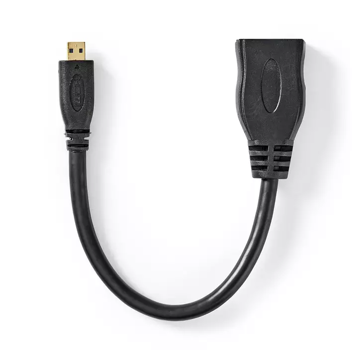 High Speed HDMI kabel med Ethernet | HDMI Micro kontakt | HDMI Utgång | 4K@30Hz | 10.2 Gbps | 0.20 m | Rund | PVC | Svart | Låda - HDMI-kablar - 5412810427147 - 1