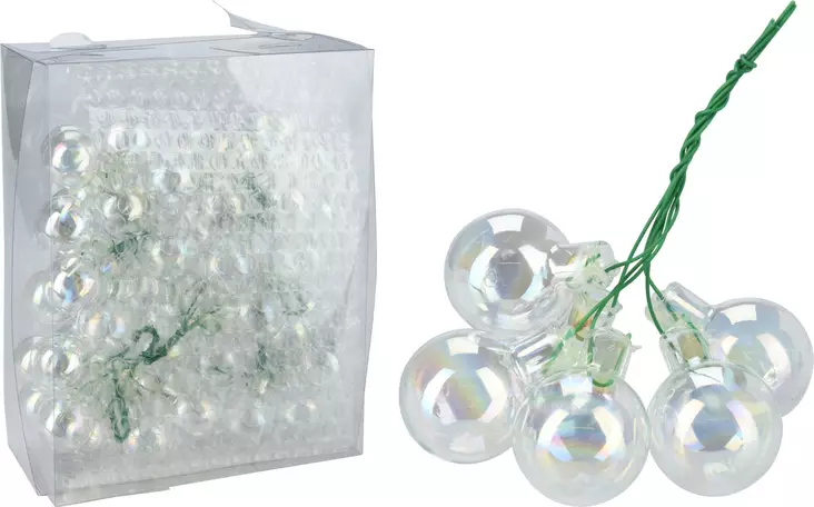 Iridescerande glaskuljepynt 30?mm med metalltråd – elegant inredningsbelysning för fest och hem - Juldekorationer och textilier - 8721037267007 - 1