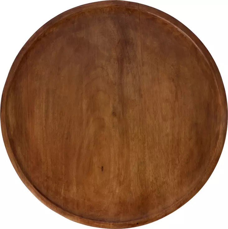 Rund serveringsbricka i mangoträ 38?cm, valnötsfinish – stilren och hållbar inredningsdetalj - Dekorationer, prydnadsföremål - 8721037535557 - 1