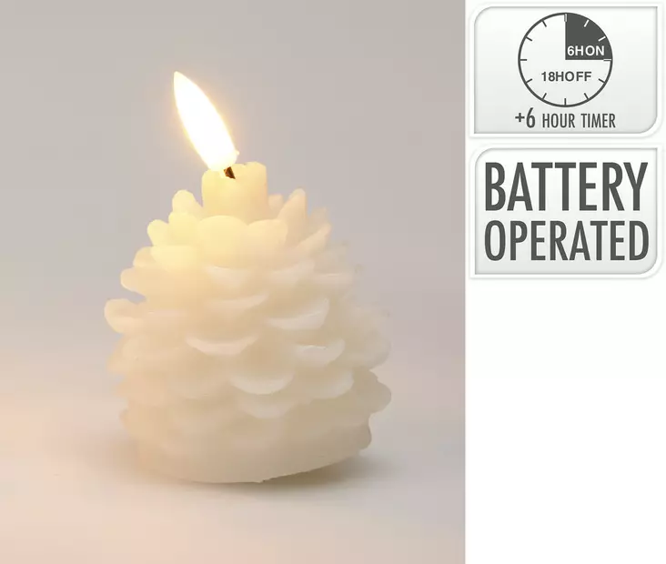 LED-ljus Kotte Vit 7cm Batteridriven Lågfri Inredning Jul Vinter Timer 6/18h - LED-ljus och lyktor - 8721037671927 - 1