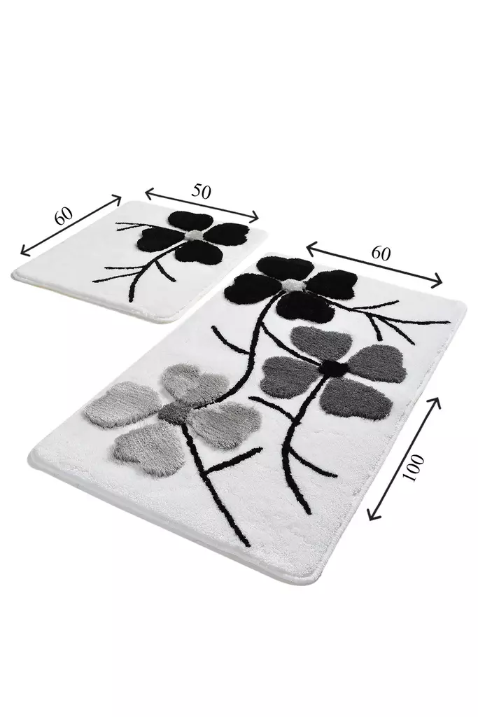 Badrumsmatta Set Mijölnir Flerfärgad Akryl Halkfri Antibakteriell 50x60 cm & 60x100 cm - Badrumsmattor och våtrumsmattor - 8681875327977 - 1