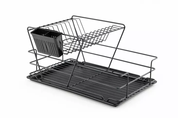 Diskställ, svart, 47 x 32 x 24 cm, tåligt, platsbesparande - Dagliga köksartiklar - 8683742004677 - 1