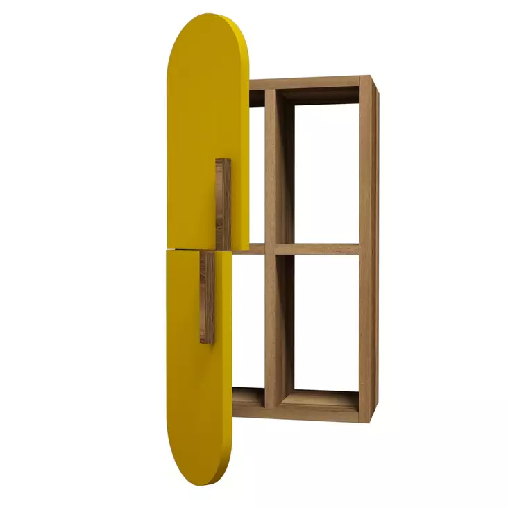 Vägghylla Hanah Home Rose Valnöt Gul Spånskiva 35x60x22 cm - Vägghyllor - 8681875184907 - 1