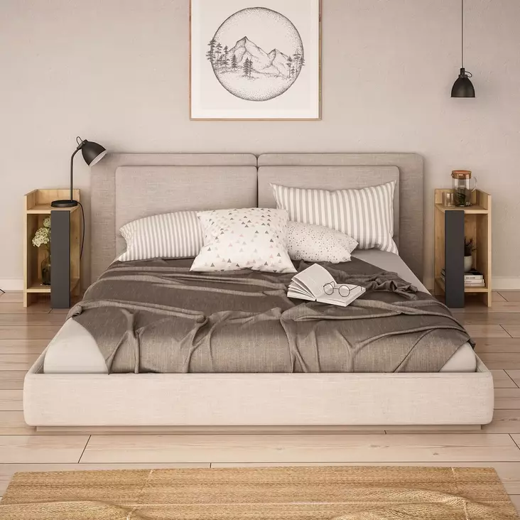 Sängbord Hanah Home Elos Ek Antracit Spånskiva 25x60x27 cm - Nattduksbord - 8681875274097 - 1