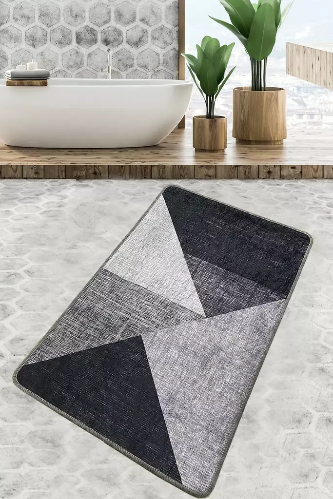 Badrumsmatta Mijölnir Grå Antibakteriell Halkfri 100% Polyester 70x120 cm - Badrumsmattor och våtrumsmattor - 8683342800587 - 1