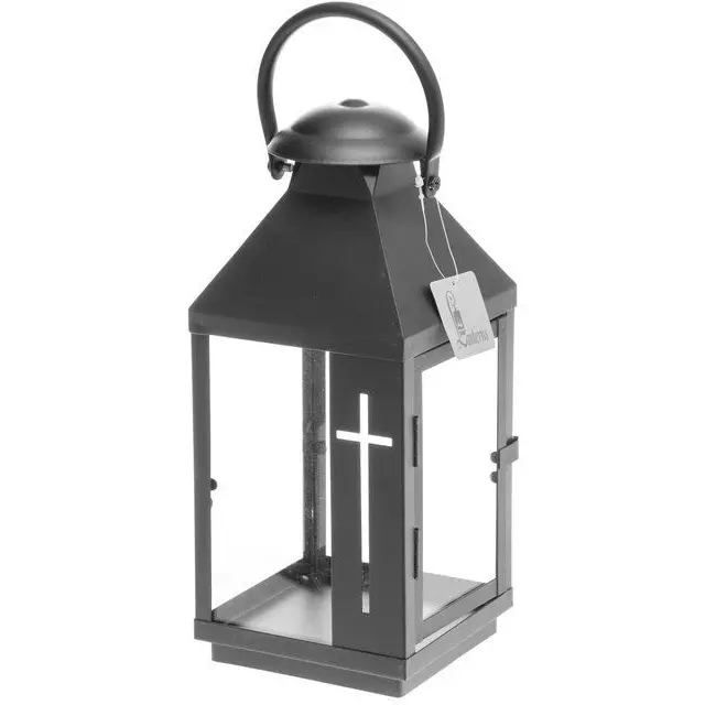 Hautalyhty musta ristillä 28 cm - Ljus och lyktor - 6410412475367 - 1