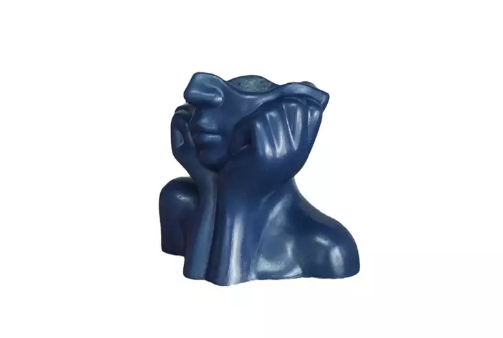 Vas Aberto Design Iskandinav Layd Indigo Blå Keramik 19x11x16 cm - Hängande blomkrukor och vaser - 8684282698487 - 1