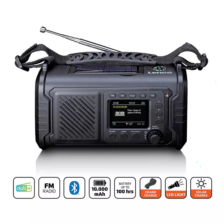 Bärbar DAB+/FM vevradio för nödsituationer med ASA- och powerbankfunktion - Radioapparater - 8711902104087 - 1
