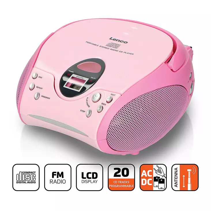Bärbar FM-radio med CD Pink - Radioapparater - 8711902022107 - 1