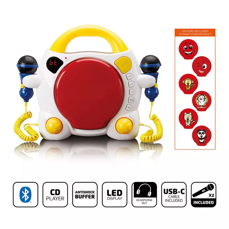 Bärbar karaoke-CD-spelare med Bluetooth® för barn Flerfärgad - CD/DVD-spelare - 8711902081067 - 1