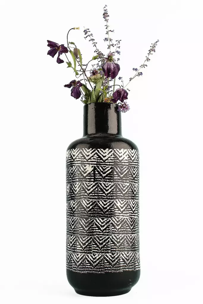 Dekorativ Kruka Aberto Design YL711 Svart Vit Keramik 13,5x33,5 cm - Hängande blomkrukor och vaser - 8684283435647 - 1