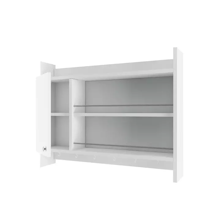 Kökshylla, vit, 85 cm bred, 15 cm djup, 65 cm hög, hållbar, rymlig, väggmonterad - Hylla och klädhängare - 8683342216067 - 1