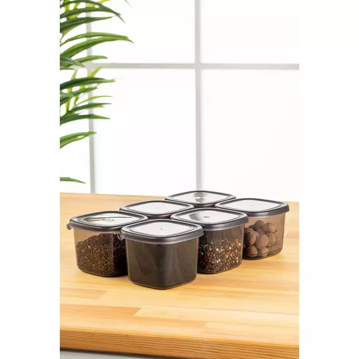 Förvaringslåda Set Hermia Antracit Plast 6 Delar - Matlådor och matförvaringsbehållare - 8683742868927 - 1