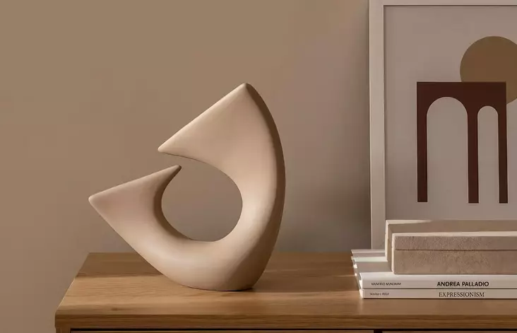 Dekorativ Objekt Aberto Design CY0188 Ljusbrun Keramik 28x11x28 cm - Dekorationer, prydnadsföremål - 8684282979777 - 1