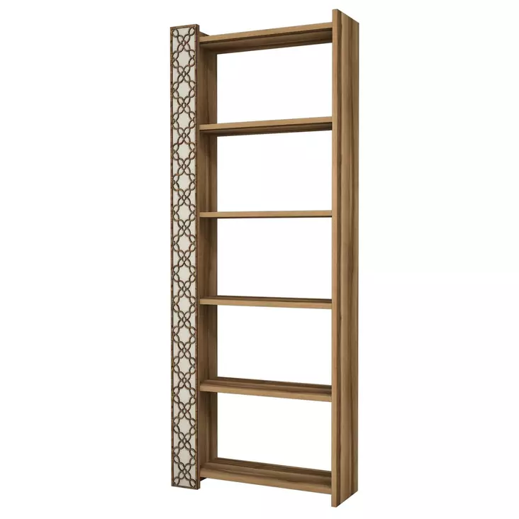 Bokhylla Hanah Home Valnöt Cream Spånskiva 64,6x170x24,2 cm - Bokhyllor - 8681875183467 - 1