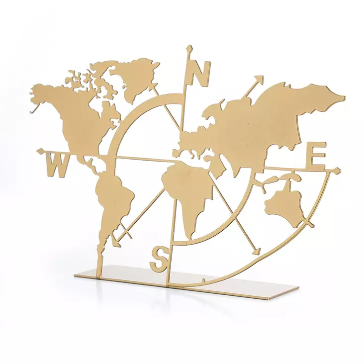 Metalldekoration Aberto Design World Map Guld Metall 18x26 cm - Dekorationer, prydnadsföremål - 8683742881537 - 1