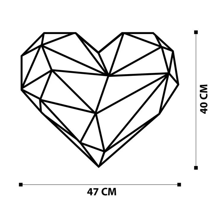 Väggdekor Metall Wallity Heart Black Metall 47x40 cm - Dekorationer, prydnadsföremål - 8682870853317 - 1