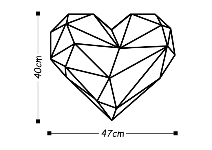 Väggdekor Metall Wallity Heart Svart Metall 47x40 cm - Dekorationer, prydnadsföremål - 8681875451047 - 1