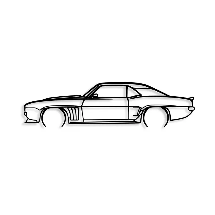 Väggdekor Metall Wallity Chevrolet Camaro Silhouette Svart Metall 70x18 cm - Dekorationer, prydnadsföremål - 8683743841837 - 1