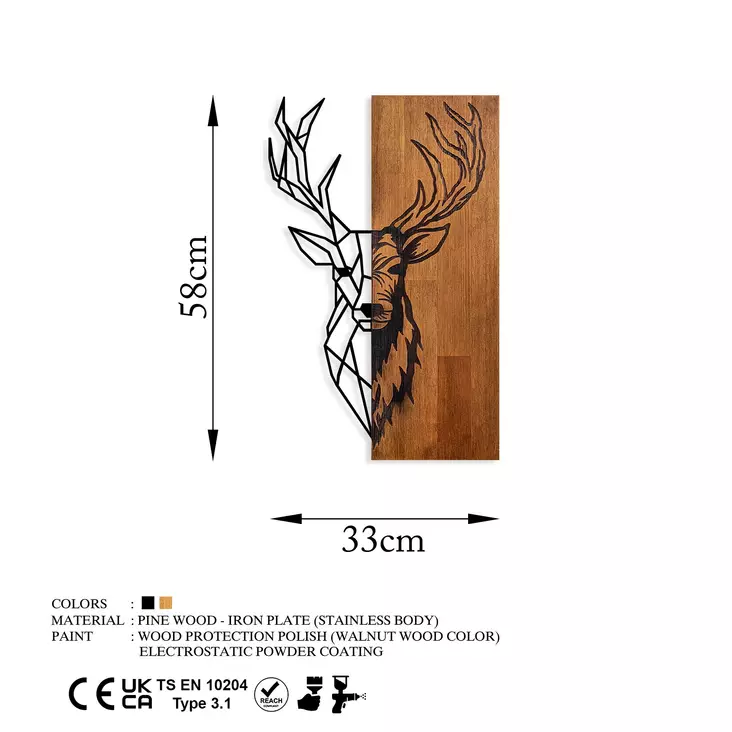 Dekorativ väggdekoration i trä, svart valnötsträ, 33 x 58 cm, hållbar, lätt att montera - Dekorationer, prydnadsföremål - 8683743841707 - 1