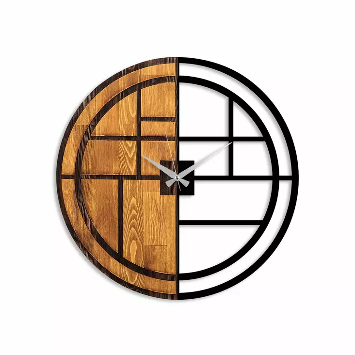 Väggklocka Wallity Valnöt/Svart Trä 56x56 cm - Väggklockor - 8683743263707 - 1