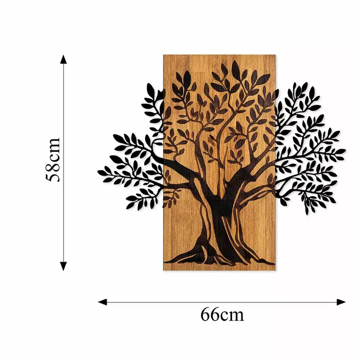 Väggdekor Trä Wallity Monumental Tree Valnöt/Svart Trä/Metall 58x65 cm - Dekorationer, prydnadsföremål - 8683342993197 - 1