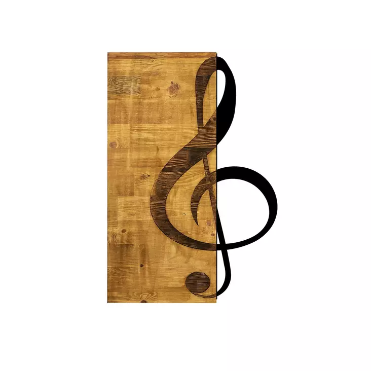 Väggdekor Trä Wallity Treble Clef Valnöt/Svart Trä/Metall 39x58 cm - Dekorationer, prydnadsföremål - 8681875602487 - 1