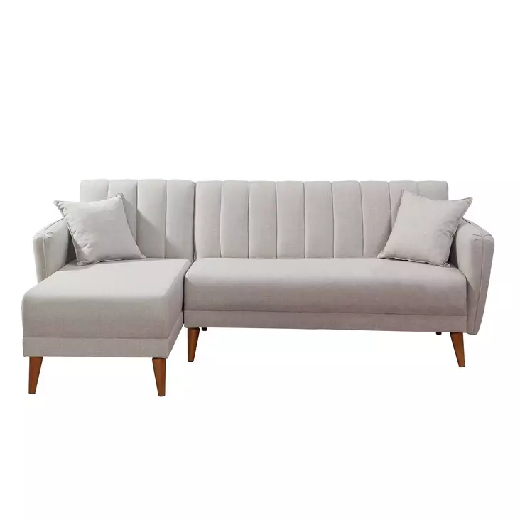 Hörnbäddsoffa Atelier del Sofa Aqua Cream Linne 225x150x85 cm - Soffor - 8681875324037 - 1