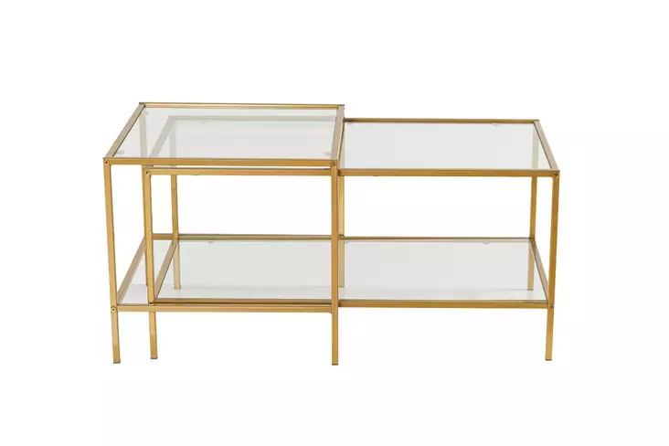 Soffbord Hanah Home Sevay Guld Härdat Glas 90x44x45 cm 50x49x50 cm - Soffbord - 8683742475187 - 1