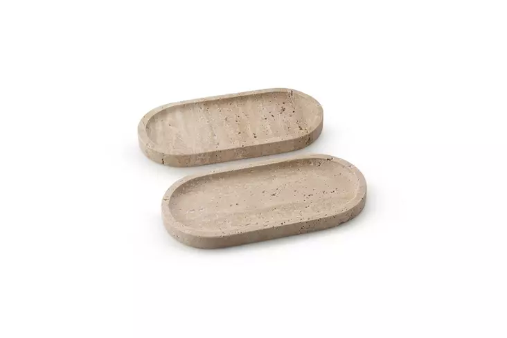 Badrumsbricka Set Mijölnir Beige 100% Sicily Lila Marmor 25x12x2 cm 2 Delar - Badrumstillbehör - 8684283055517 - 1