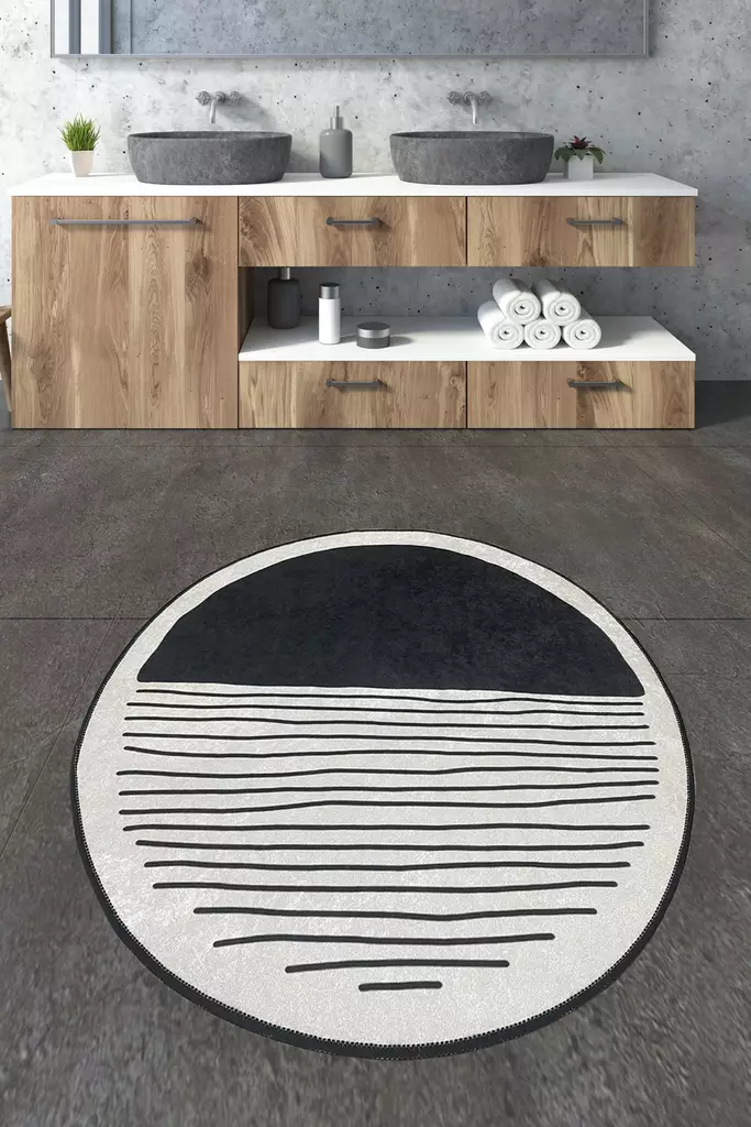 Badrumsmatta, flerfärgad, 100 x 100 cm, mjuk, antibakteriell - Badrumsmattor och våtrumsmattor - 8683743316977 - 1