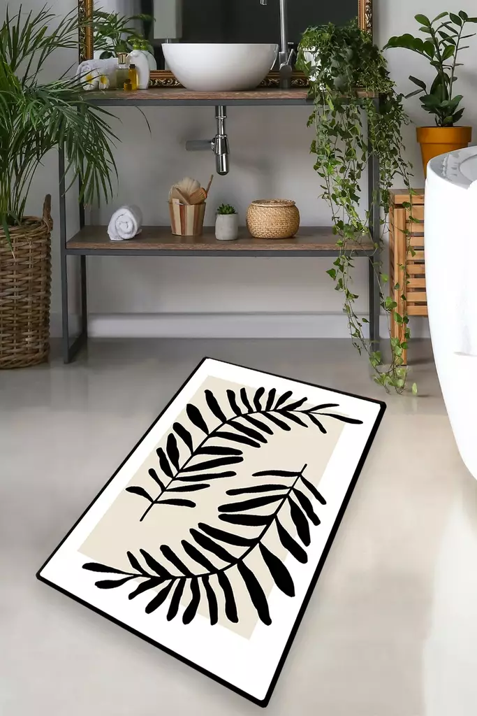 Badrumsmatta, flerfärgad, 70 x 120 cm, mjuk, halkfri - Badrumsmattor och våtrumsmattor - 8683743998067 - 1