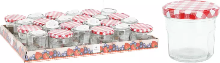 Glasburk 160 ml med rödvit rutigt lock - Matfrysning och konservering - 8721037067867 - 1