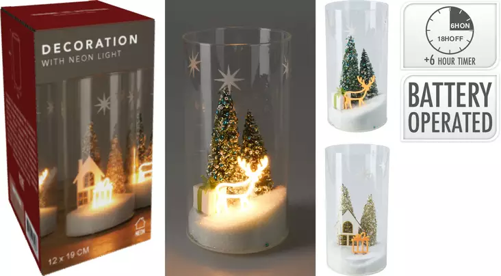 Lasinen sylinteri joulukuusimaisemalla - LED-ljus och lyktor - 8721037185967 - 1