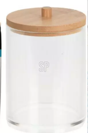 Glasburk med trälock för förvaring av smink - Förvaringslådor och korgar - 8721037261487 - 1