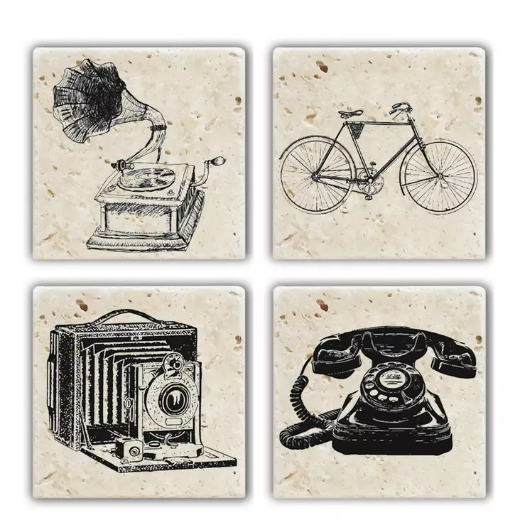 Glasunderlägg Hermia Flerfärgad Natursten 4 Delar - Dukar och tabletter - 8682870014107 - 1