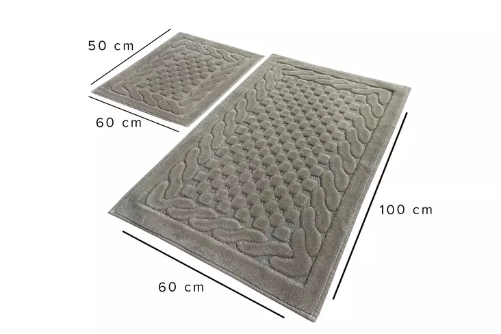 Lyxigt badrumsmatteset (2 st), beige, 50 x 60 cm och 60 x 100 cm, antibakteriell, halkfri - Badrumsmattor och våtrumsmattor - 8681875010367 - 1