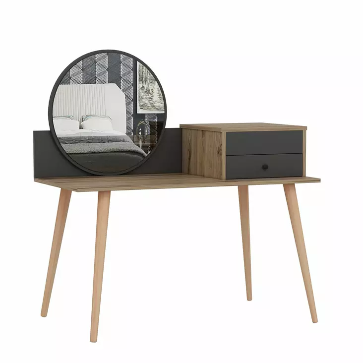 Sminkbord Hanah Home Angel Antracit Spånskiva 120x96x60 cm - Toalettbord - 8683743315987 - 1